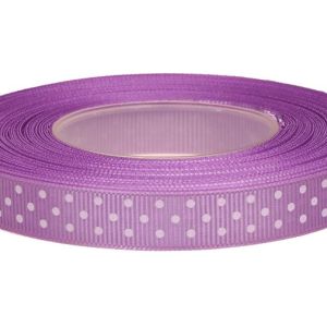 Wstążka ryps w kropki 12 mm x 22 m- fioletowa