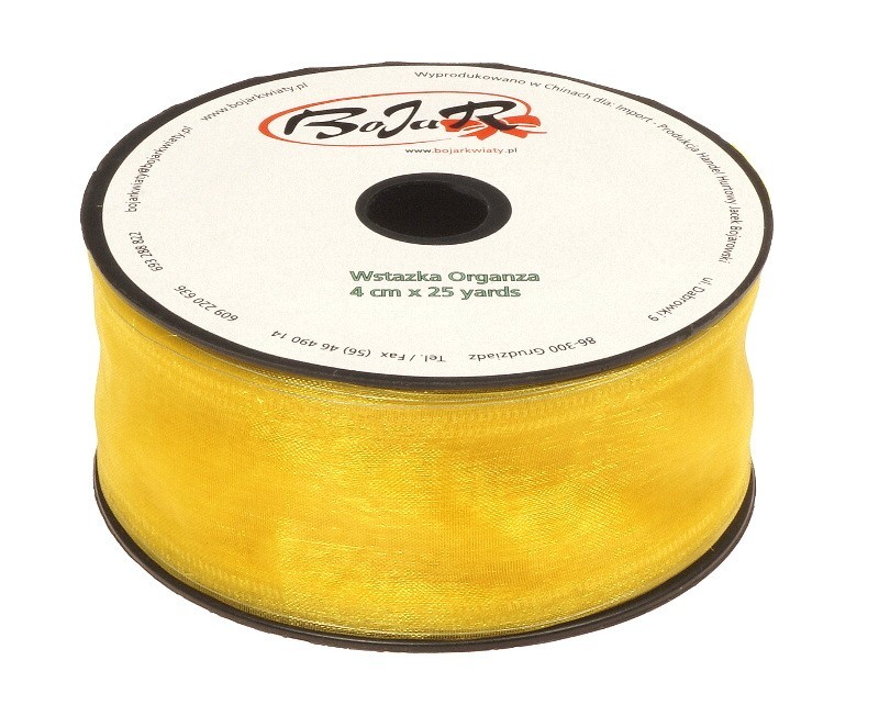 Organza wstążka - 4 cm x 25 m | 5034 - Żółty