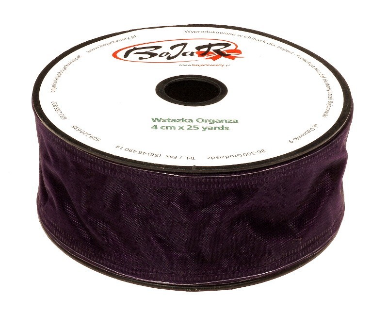 Organza wstążka - 4 cm x 25 m | 5120 - Śliwkowy
