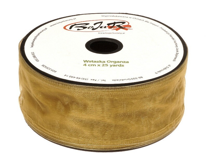 Organza wstążka - 4 cm x 25 m | 5011 - Złoty