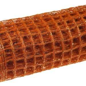 siatka lniana pomarańczowa ze złotą nitką 50 cm x 5 m