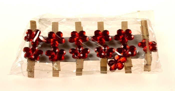 Czerwony kwiatuszek na klamerce | 12szt.