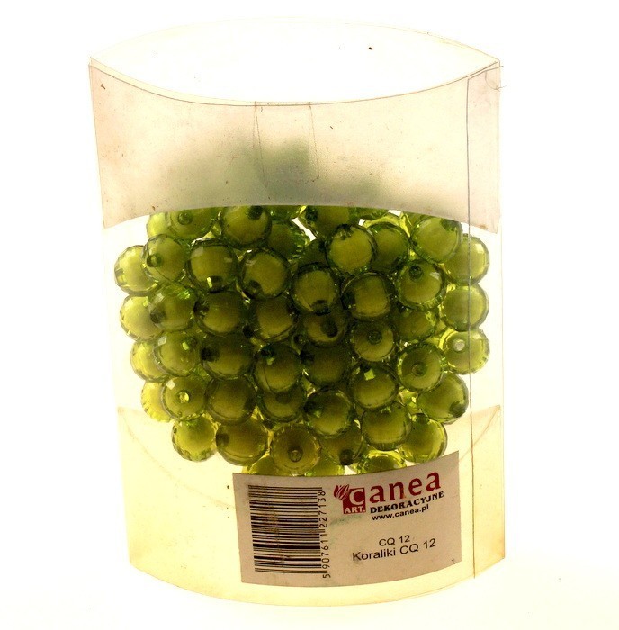 Korale ozdobne - zielone z białym wypełnieniem - 100 szt./op.