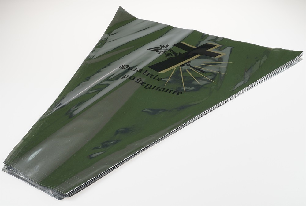 Rożek foliowy metalizowany pogrzebowy "5" - 12cm x 48cm x 62cm - 50 szt.
