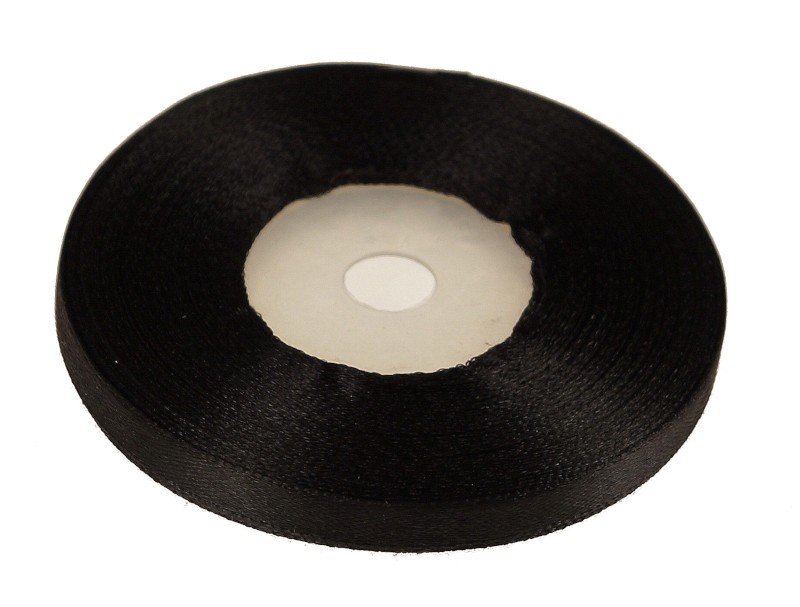 wstążka satynowa czarna 6 mm x 32 m