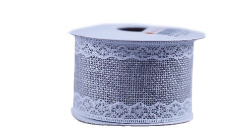 Wstążka jutowa z kotonką-siwy