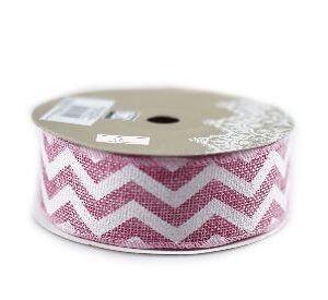 Wstążka jutowa zygzak- różowa