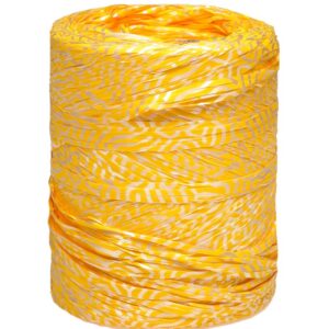 Rafia włoska żółta w srebrne wzory - R7001