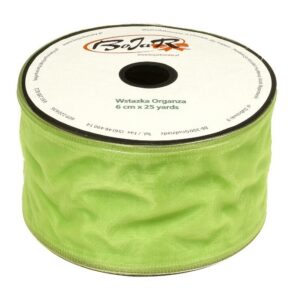 Organza wstążka - 6 cm x 25 m - zielony