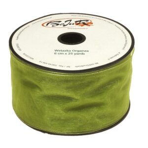 Organza wstążka - 6 cm x 25 m - oliwkowy jasny