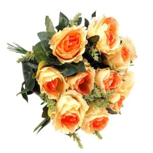 Róża z łodygą - pomarańczowo - ecrue (12 szt.)