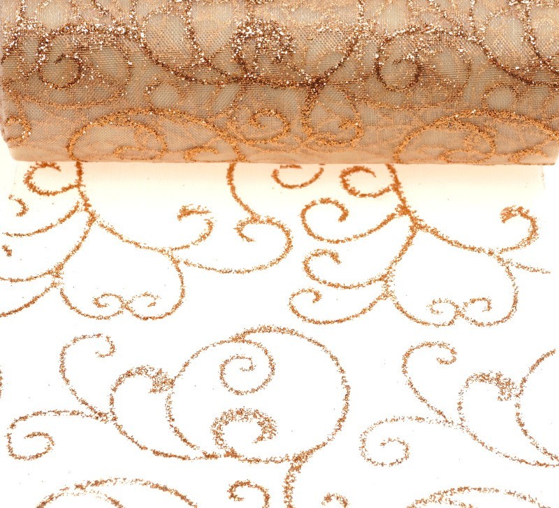 Organza świąteczna 10y x 12cm - brokatowa