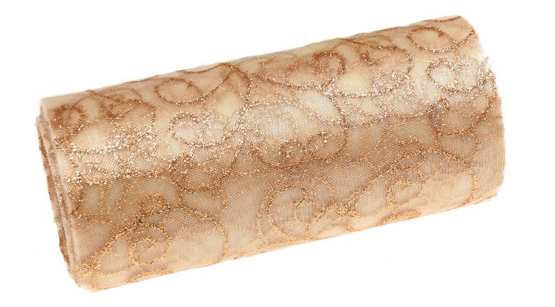 Organza świąteczna 10y x 12cm - brokatowa