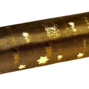 Organza świąteczna w gwiazdki 36cm x 9m - oliwkowa