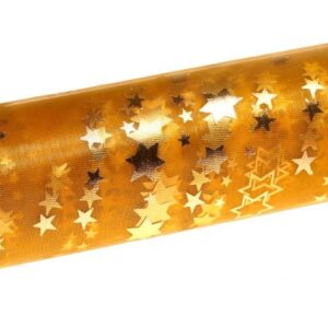 Organza świąteczna w gwiazdki 36cm x 9m - złota