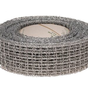 Wstążka kratka 5 cm x 10 m - srebrna
