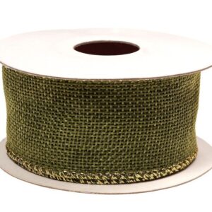 Wstążka jutowa 4 cm x 5 y - oliwkowa