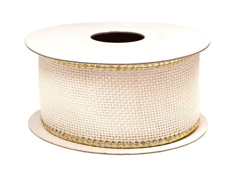 Wstążka jutowa 4 cm x 5 y - biała