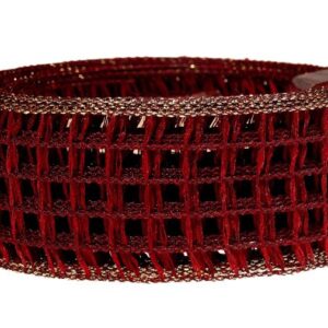 Wstążka kratka 4 cm x 10 m - bordowa