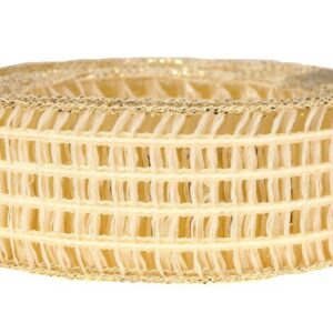 Wstążka kratka 4 cm x 10 m - kremowa