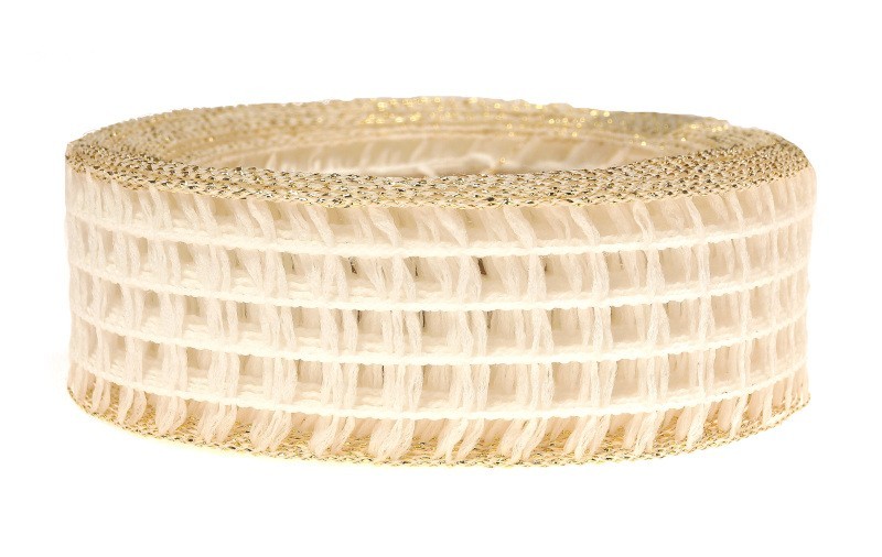 Wstążka kratka 4 cm x 10 m - biała