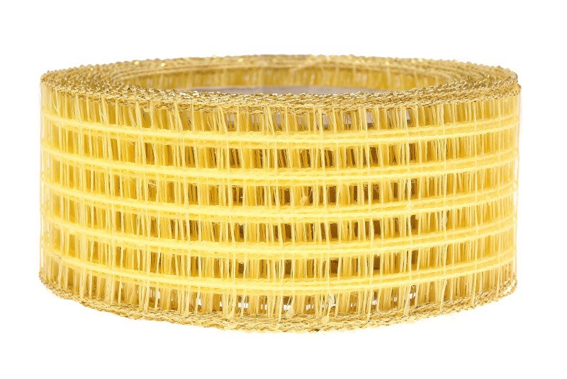 Wstążka kratka 5 cm x 10 m - żółta