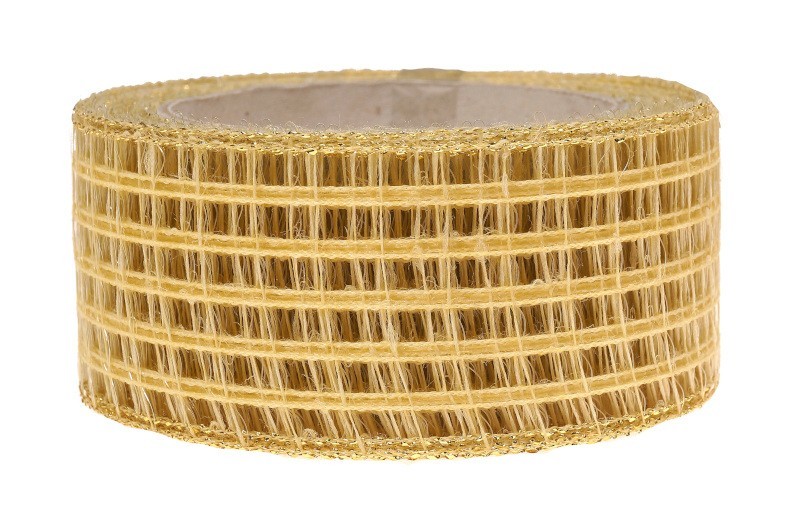 Wstążka kratka 5 cm x 10 m - kremowa