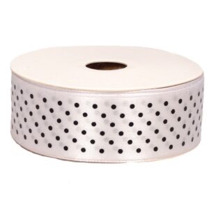 Wstążka satynowa w kropki 25 mm x 18 m - biała