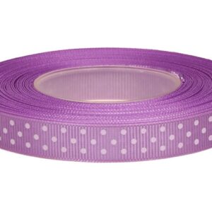Wstążka ryps w kropki 12 mm x 25 y - fioletowa