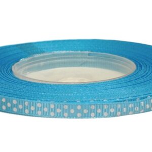 Wstążka ryps w kropki 6 mm x 22 m - błękitna 19