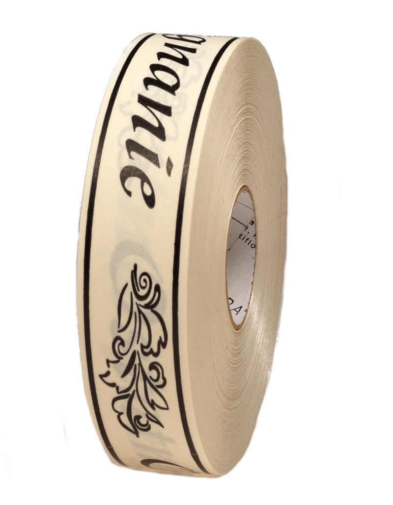 Taśma pogrzebowa 3 cm x 100 m - kremowa z czarnym napisem