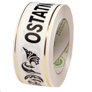 Taśma pogrzebowa 5 cm x 50 y - biała z czarnym napisem