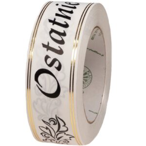 Taśma pogrzebowa 4 cm x 50 y - biała z czarnym napisem