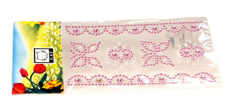 Naklejki cyrkonie samoprzylepne op. 12 szt. - różowe