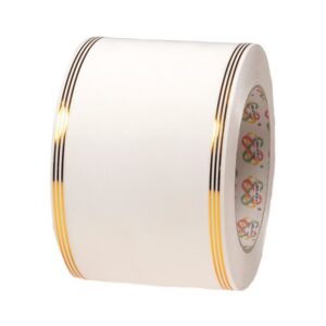 Szarfa pogrzebowa 8 cm x 45 m - biała ze złotymi paskami