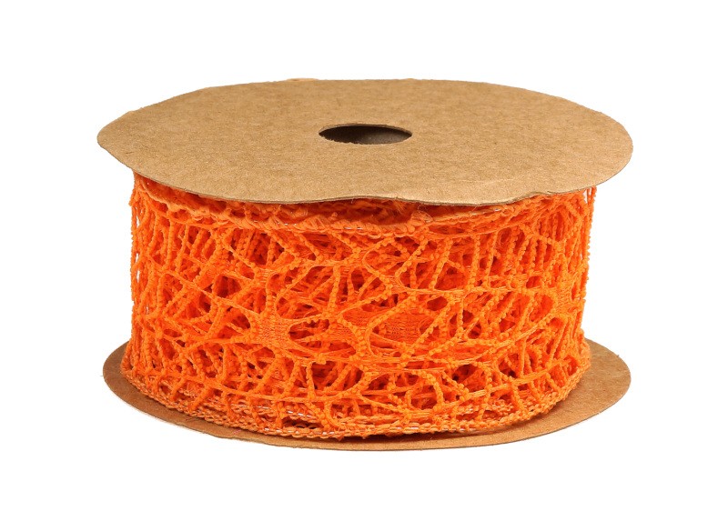 Wstążka koronkowa 5 cm x 9 m - pomarańczowa