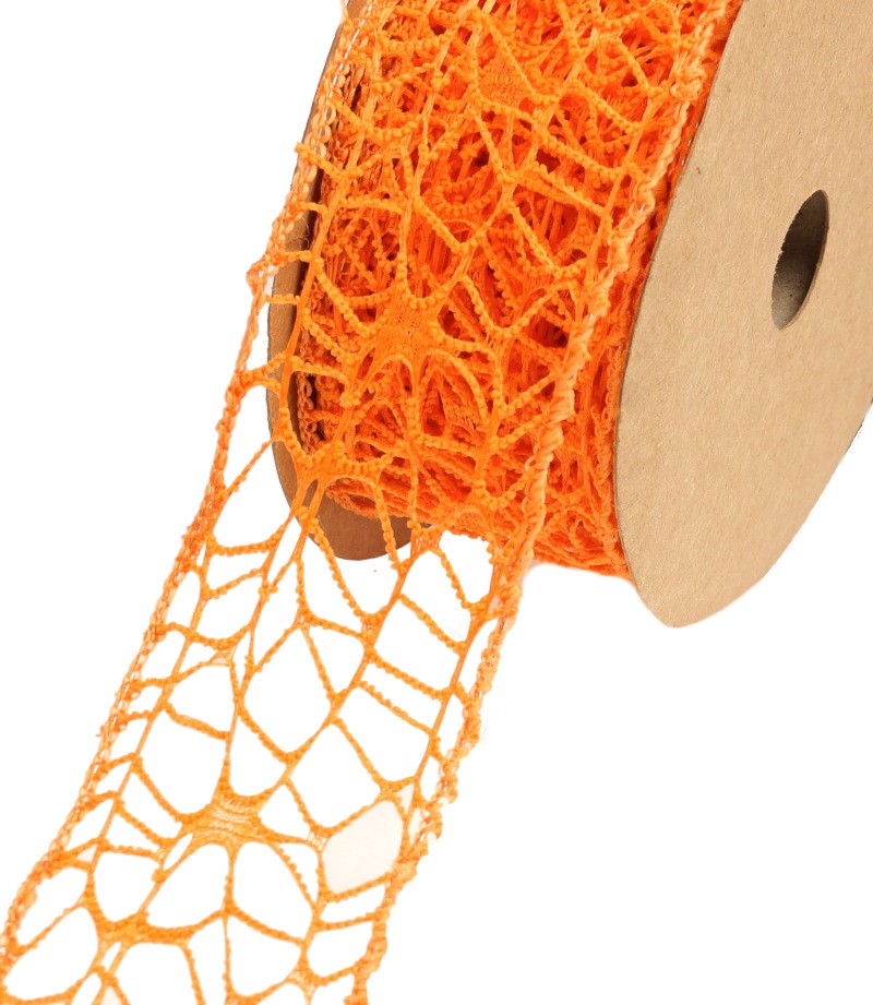 Wstążka koronkowa 5 cm x 9 m - pomarańczowa
