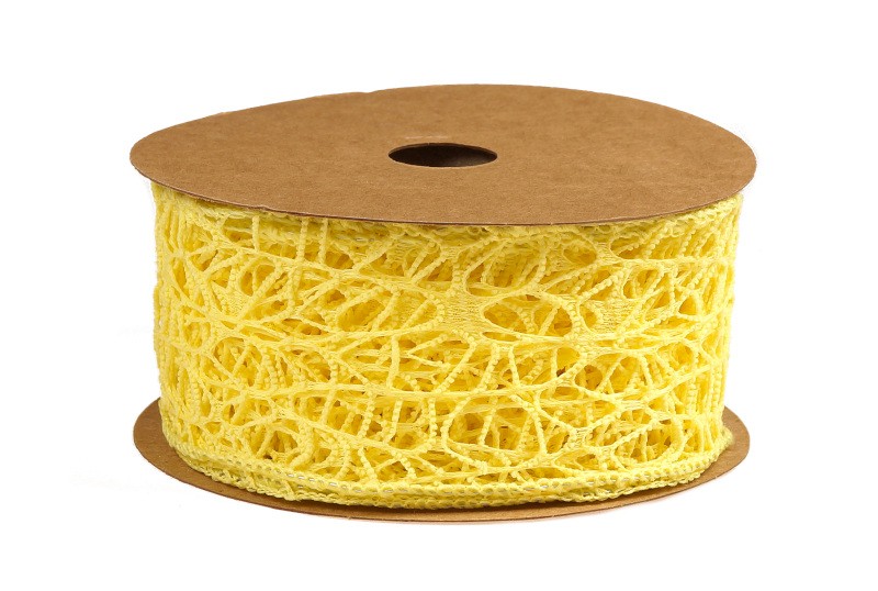 Wstążka koronkowa 5 cm x 9 m - żółta