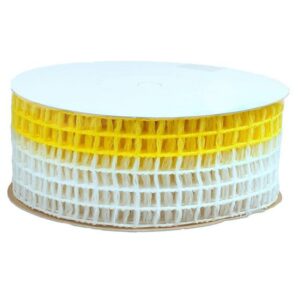 Wstążka kratka 4 cm x 10 m - żółty, biały