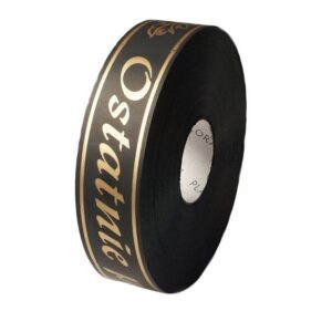 Taśma pogrzebowa 3 cm x 100 m - czarna ze złotym napisem