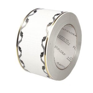 Taśma pogrzebowa 6 cm x 45 m - biała ze wzorkiem