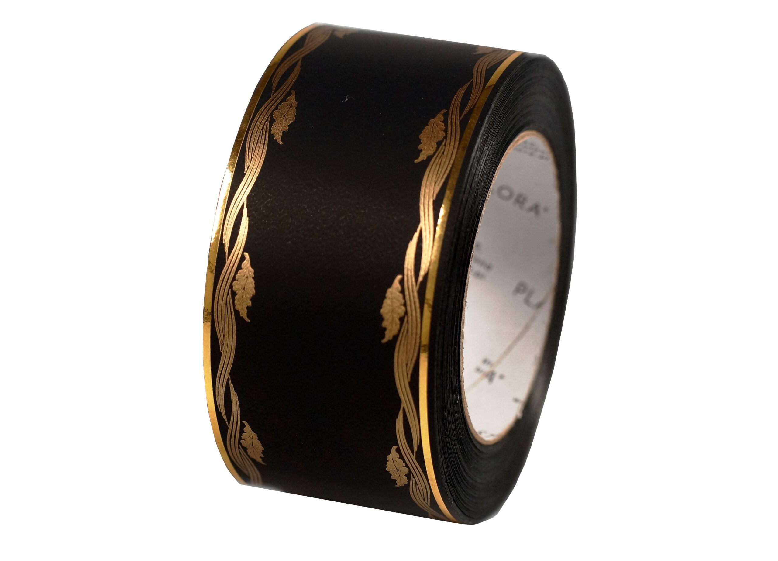 Taśma pogrzebowa 6cm x 45m czarna w złoty wzór