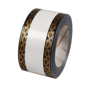 Taśma pogrzebowa biała z czarno-złotym wzorem - 16