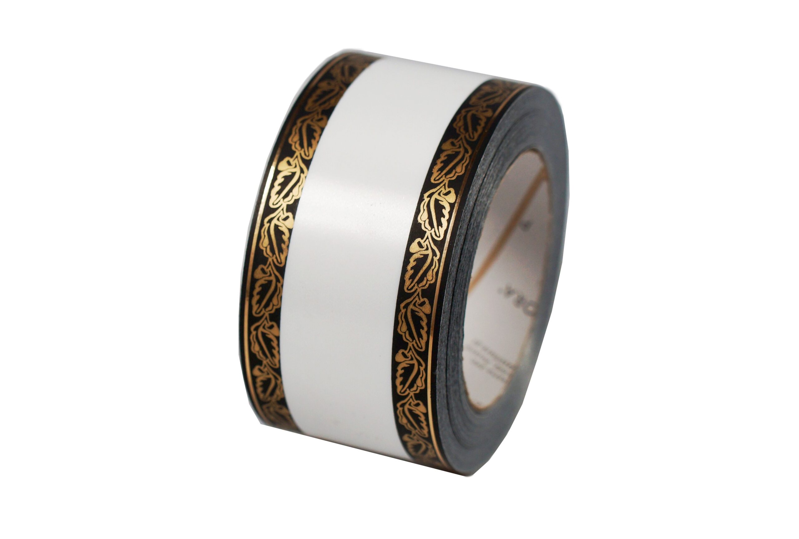 Taśma pogrzebowa biała z czarno-złotym wzorem - 16