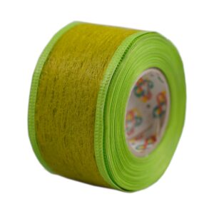 Flizelina wstążka - 4cm x 10 m oliwkowa z zielonym paskiem