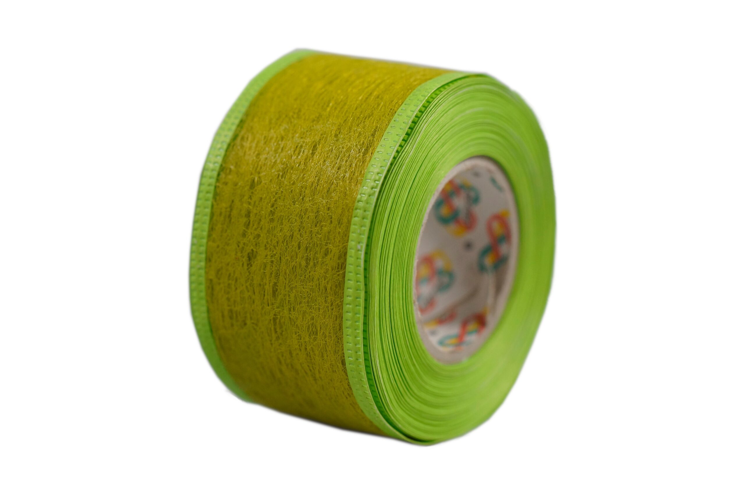 Flizelina wstążka - 4cm x 10 m oliwkowa z zielonym paskiem