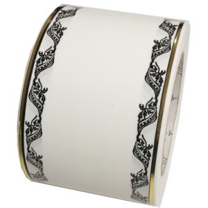 Szarfa pogrzebowa 8cmx50y biała w delikatny ornament