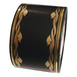 Szarfa pogrzebowa 8cmx50y czarna w złote wzory