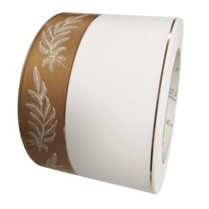 szarfa pogrzebowa 8cmx50y, biała ze złotym szerokim pasem