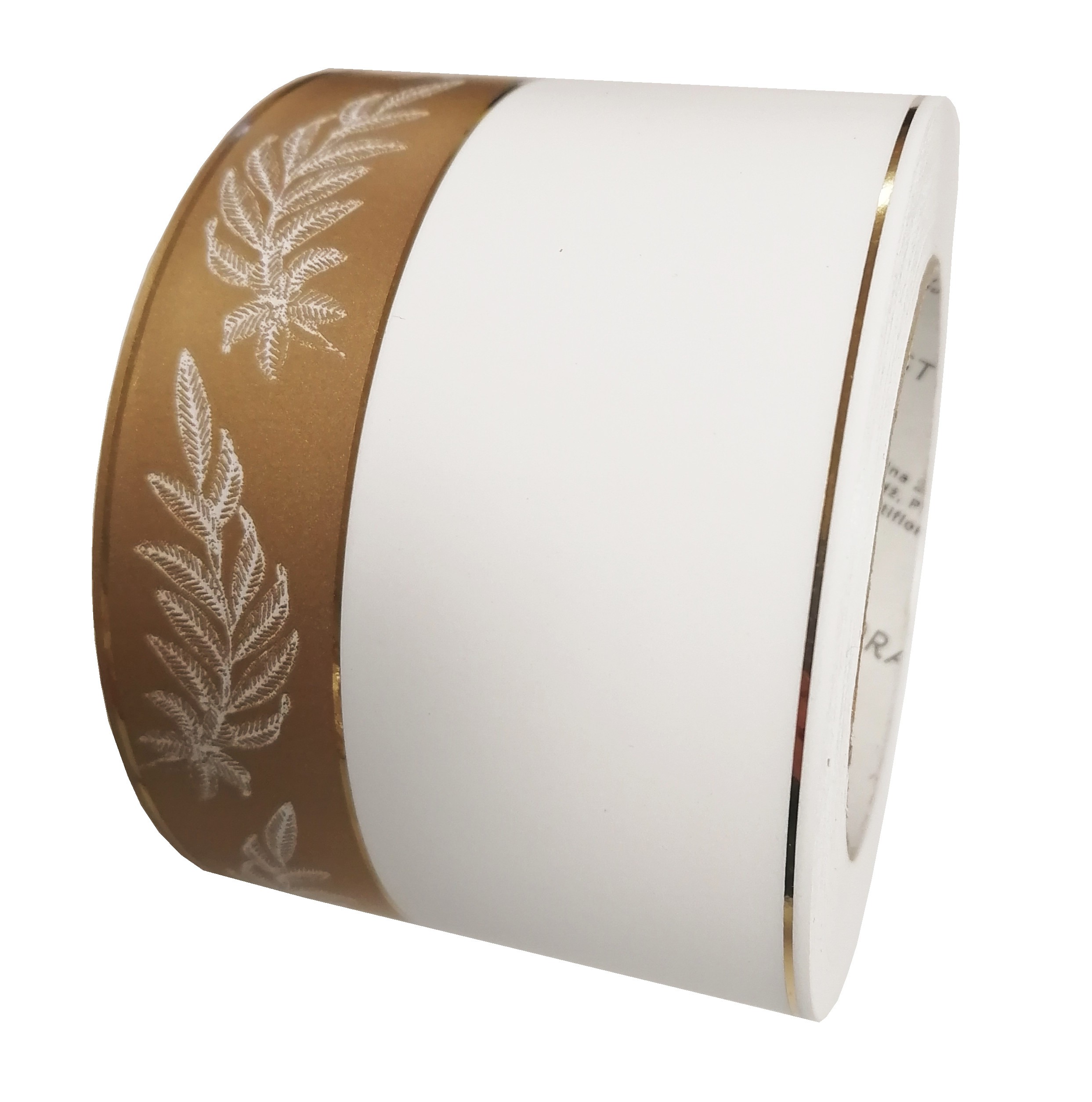 szarfa pogrzebowa 8cmx50y, biała ze złotym szerokim pasem